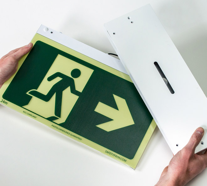 Example Smarterlite Environmental Exit Sign mounting system