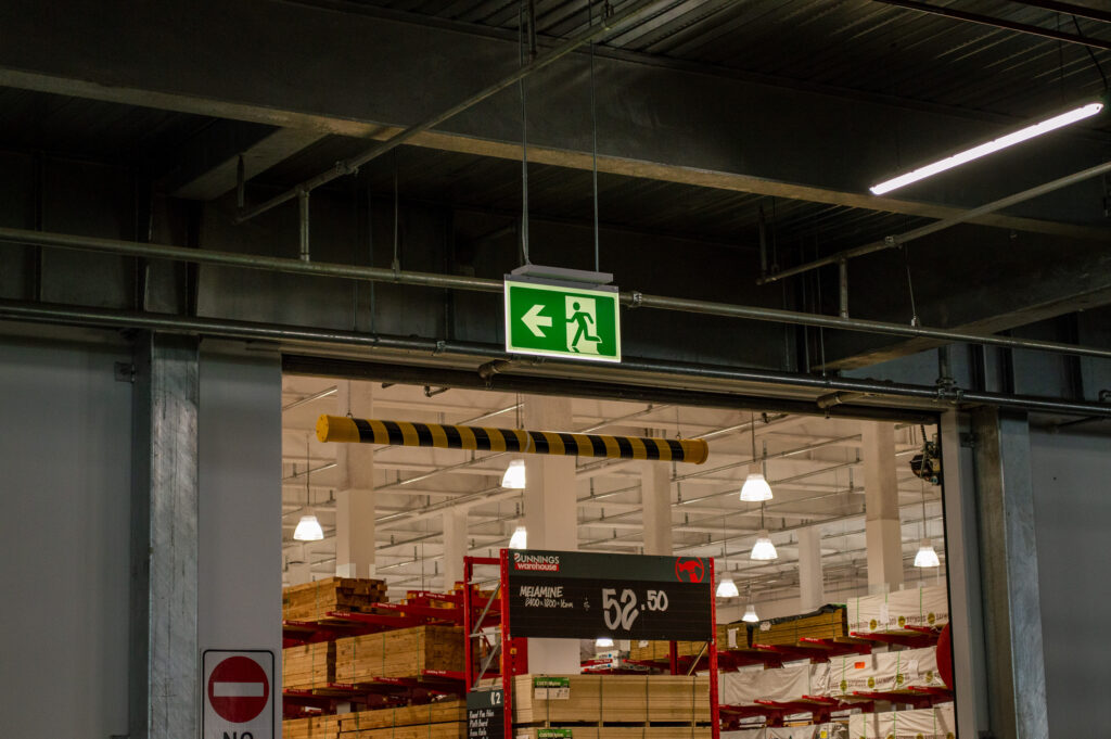 Smarterlite Hyperion Exit Sign in Bunnings store